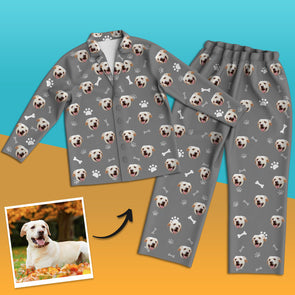 Dog Face Pajamas Custom Pajamas with Dog Photo Personalized Dog Photo Pajamas Home Sleepwear