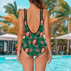 Womens Face on Swimsuit Bathing Suit Funny Custom Hawaiian Swimsuit with Face