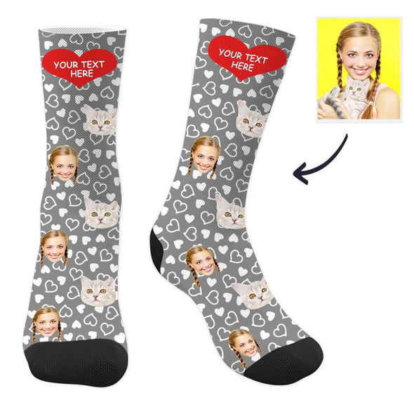 Cat Socks Custom with Text Cat Photo Socks Gift for Cat Mom
