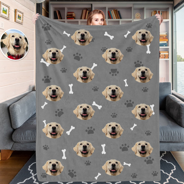 Custom Blankets with Cat Dog Photo Personalized Dog Multi-Heads Blankets Fleece Throw Blanket