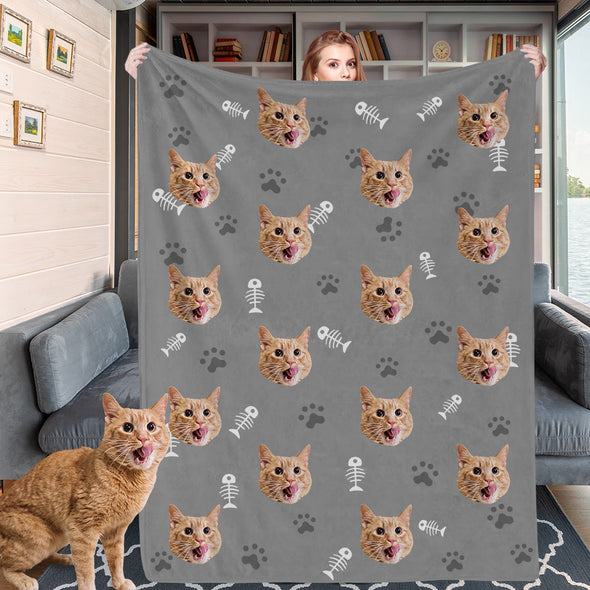 Custom Blankets with Cat Dog Photo Personalized Dog Blankets Fleece Throw Blanket