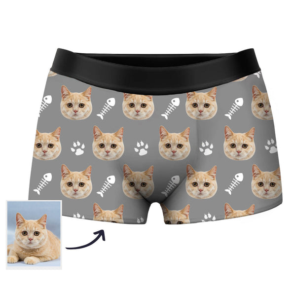 Custom Cat Face on Boxers Custom Photo Shorts with Dog Head Gift for Cat Dad