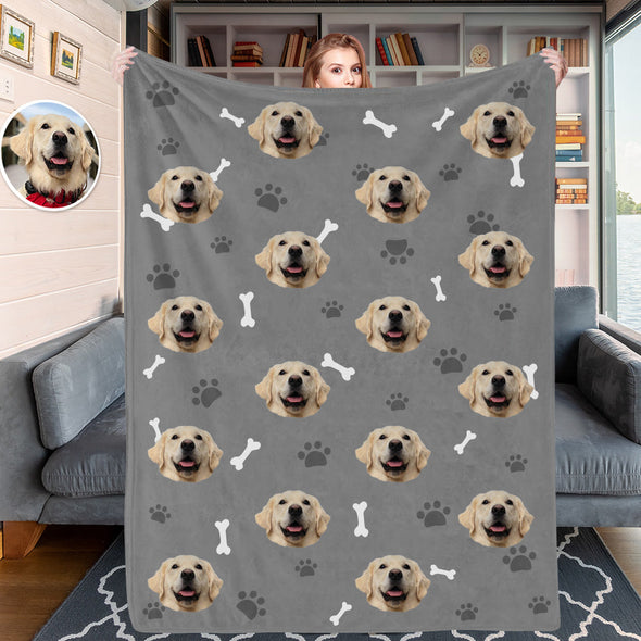 Custom Blankets with Cat Dog Photo Personalized Dog Face Cat Face Blankets Fleece Throw Blanket