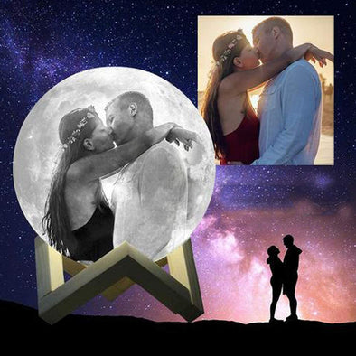 Custom Photo Moon Lamp Custom 3D Photo Engraved Moon Light 2 Colors 16 Colors