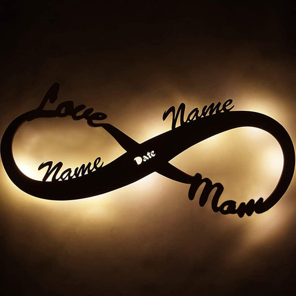Love Mom Custom Night Light Wall Light  Custom Wooden Lamp with Engraved Name Mothers Day Gift