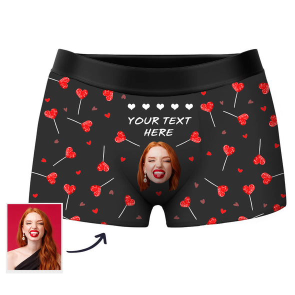 Custom Lover Photo Boxers Face Shorts with Text