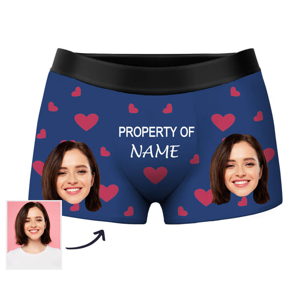 Custom Lover Face Shorts Photo Boxers with Text