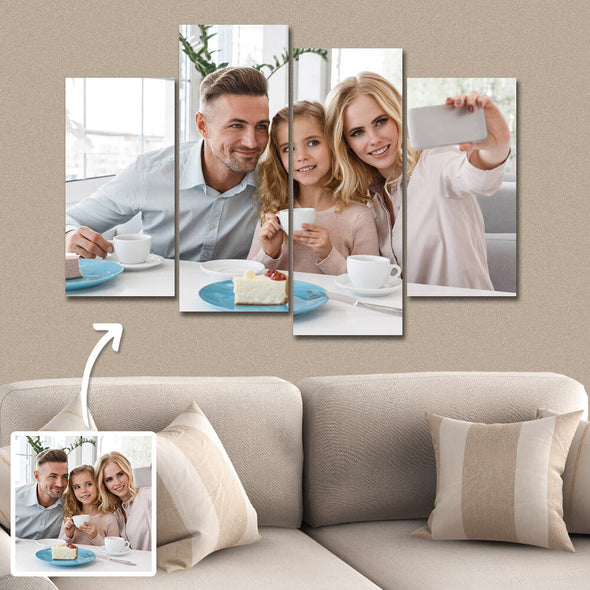Custom Couple Photo Painting Canvas 4 Pcs  Gift for Mom