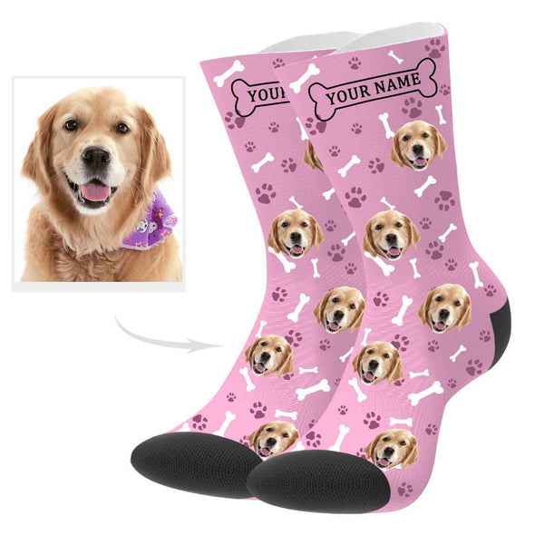 Dog Photo Socks with Name Custom Dog Socks