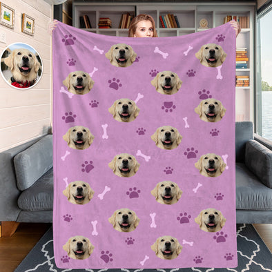 Personalized Dog Face Cat Face Blanket Custom Blankets with Cat Dog Photo Fleece Throw Blanket