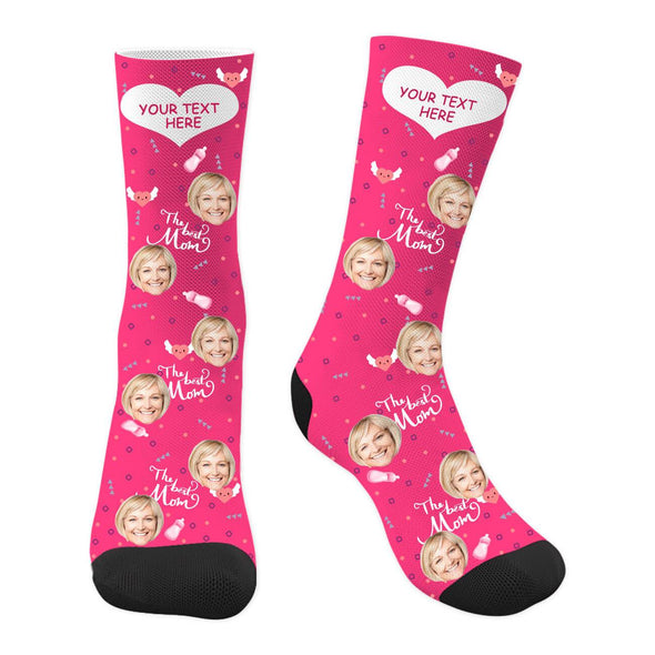 Custom Socks with Mom Photo and Text Gift for Mom