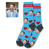 Custom Heart Photo Socks with Your Text