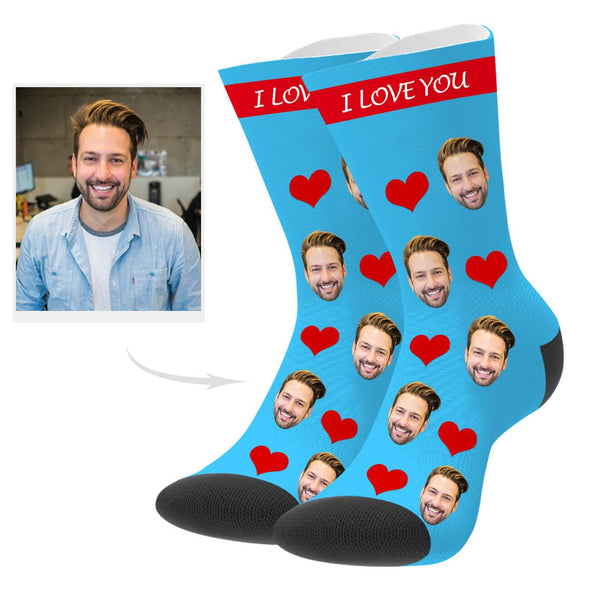 Custom Heart Photo Socks with Your Text