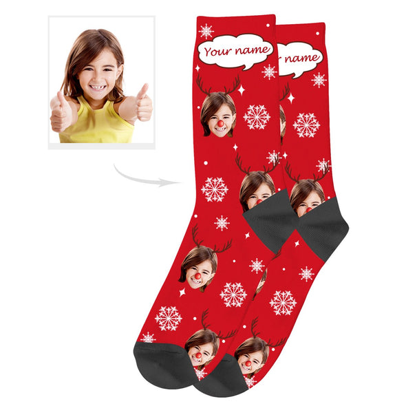 Christmas Socks with Text Custom Photo Socks