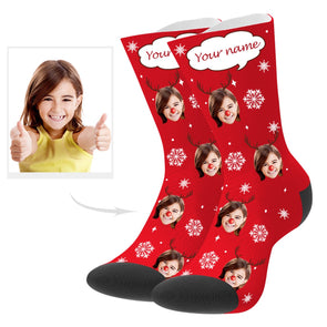 Christmas Socks with Text Custom Photo Socks