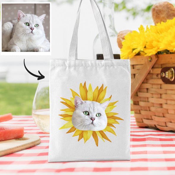 Personalized Tote Bag with Cat Dog Face