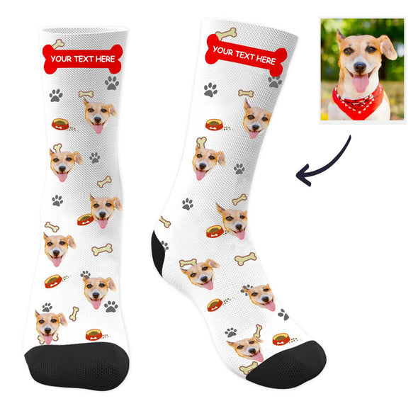 Custom Dog Photo Socks with Text